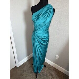Tadashi Shoji Womens Dress Blue Drapey One Shoulder Cocktail